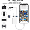 Miniatyrbillede 3 af 4: USB Kameraadapter, OTG USB Adapter Kompatibel med iPhone, understøtter Kortlæser, USB Flashdrev, Tastatur, Mus, ingen applikation - Plug & Play