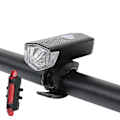 Miniatyrbillede 1 af 5: USB-opladelig LED-cykelforlygte Forlygte Baglygte Vandtæt Cykellygte Baglygte Sæt Lys Til Cykel 3 Lystilstande