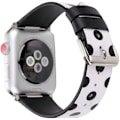 Pikkukuva 1 / 4: Naisten ja tyttöjen söpö pikkupilkkukuvioinen nahkainen ranneke Apple Watch -kelloille Series 6/se/5/4 44 mm ja Series 3/2/1 42 mm - Valkoinen mustalla, 42/44 mm