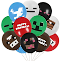 Miniatyrbillede 1 af 5: 48 stk Pixel Miner Crafting Style Gamer Fødselsdag Balloner, 12 tommer Minecraft Fødselsdag Latex Balloner, Dobbeltsidet Pixel Miner Crafting Video Spil