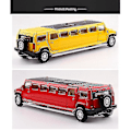 Miniatyrbillede 3 af 4: Høj Simulation 1:32 Alloy Hummer Limousine Metal Diecast Bilmodel Træk Tilbage Blinkende Musikalsk Legetøj Køretøjer til Børn