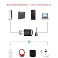 Pikkukuva 2 / 5: Langaton Bluetooth-yhteensopiva lähetin 3,5 mm mikrofonin ääniadapterilla kuulokkeiden vastaanottimelle PS5:lle ja PC:lle