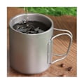 Miniatyrbillede 2 af 5: 450 ml Dobbeltvægget Titanium Vandkop Kaffe Te Kops til Hjem Udendørs Camping Vandreture Rygsækrejser