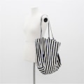Miniatyrbillede 5 af 5: Stribet Canvas Tote Bag Genanvendelig Bomuldsstof Opbevaringsindkøbspose Kludpose (blå Hvid) (1 stk)