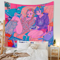 Miniatyrbillede 2 af 4: Wekity Anime Tapestry Æstetisk Kunst Hjem Baggrundstof Dekoration Gave Boho Tapestry til Stue Soveværelse Dekoration (614-6, 59 X 79 tommer)