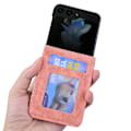 Miniatyrbillede 4 af 4: Frostet Præget Etui til Samsung Galaxy Z Flip 5, Hudvenlig Læder Anti-fald Stødsikkert Beskyttelsesdækning