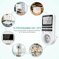 Miniatyrbilde 2 av 5: Digital Programmerbar Sokkel, Ukentlig Digital Timer Med LCD-Skjerm, 12t/24t/7d Strømkontakttimer, Energibesparende For Hjemmeapparater Og Belysning (