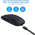 Miniatyrbillede 2 af 5: SHUJIK Trådløs Mus 2.4G USB Trådløs Mus, RGB Baggrundsbelysning Bærbar Computer Optisk Trådløs Mus, Sort