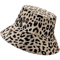 Miniatyrbillede 1 af 5: Reversibel Spandau Hat til Kvinder - Mode Leopard Fiskerhat Pakbar Blød Solhat