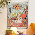 Miniatyrbillede 2 af 2: Wekity Boheme-Tapet Æstetisk Kunst Hjem Baggrundstof Ornament Gave Tarot Tapet Stue Soveværelse Ornament (QY414-3, 29 X 38 tommer)