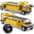 Miniatyrbillede 2 af 4: Høj Simulation 1:32 Alloy Hummer Limousine Metal Diecast Bilmodel Træk Tilbage Blinkende Musikalsk Legetøj Køretøjer til Børn