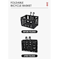 Miniatyrbillede 4 af 5: Foldbar Mtx Bagagekurv til Bagagebærer, Sort, 31,5 X 22,5 x 20,5 cm/12,4 X 8,8 X 8,0 tommer (åben) Universal Cykelkurv