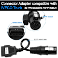 Miniatyrbillede 2 af 5: OBD2 Hun 16-pin Kabel til 30-pin Han, Kompatibel med Iveco Lastbil OBDII Diagnostisk Scanner