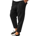 Miniatyrbilde 1 av 3: Herrebukser Elastisk Midje Snøring Løse Casual Mote Straight Ninth Bukser Black XL