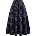 Miniatyrbillede 2 af 4: Sunrain Dame Høj Elastisk Talje Maxi Skørt A-linje Tartan Vinter Varmt Flare Langt Skørt