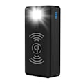 Miniatyrbillede 2 af 5: Populær 50000 mAh solcelle trådløs oplader stor kapacitet udendørs mobil powerbank med LED-lys, sort