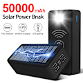 Miniatyrbillede 1 af 5: Populær 50000 mAh solcelle trådløs oplader stor kapacitet udendørs mobil powerbank med LED-lys, sort