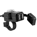 Miniatyrbilde 3 av 5: 12V Dobbel USB-port Motorsykkellader Vanntett Styrelader 5V 1A / 2.1A Adapter Telefon Strømkontakt 12-24V