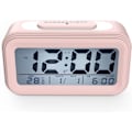 Miniatyrbild 2 av 5: Digital Väckarklocka Morgonlarm, Tyst Batteridriven Digital Väckarklocka för Barn Vuxna, Stor LED-Display Temperatur Kalender, Rosa