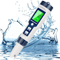 Miniatyrbillede 1 af 5: 5 i 1 pH-måler til vand, pH/TDS/EC/temp/saltmåler, Salt-tester til saltvandspool, 0,01 opløsning Høj præcision Digital pH-tester