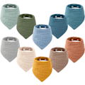Miniatyrbillede 1 af 5: Muslin Baby-Sutter 10-pak Drip Bandana-Sutter 100% Bomuld Drip-Sutter til Tandsætning Bløde og Absorberende med Justerbare Trykknapper Blå og Orange