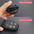 Miniatyrbillede 3 af 5: Bil Carbon Fiber Smart Key Case Cover Holder til Compass Durango Journey Charger