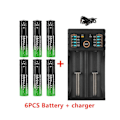 Miniatyrbillede 4 af 5: 1 stk. 2-slot Li-Ion batterioplader + 6 stk. 3,7V 18650 9800MAh batteri til genopladeligt batteri 18650