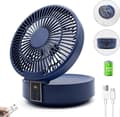 Bordventilator, USB Små Bordventilatorer 4000mAh Genopladeligt Batteri, Foldbar Ventilator (Blå)