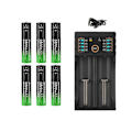 Miniatyrbillede 1 af 5: 1 stk. 2-slot Li-Ion batterioplader + 6 stk. 3,7V 18650 9800MAh batteri til genopladeligt batteri 18650