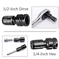Miniatyrbild 3 av 5: 4 st Impact Adapter 1/2 Drive till 1/4 Hex Socket Adapter Snabbkoppling Chuck Konverterare för Ratsch