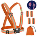 Reflekterande elastiskt bandset - 1 axelrem + 4 armremmar + förvaringsväska - orange