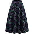 Miniatyrbillede 1 af 4: Sunrain Dame Høj Elastisk Talje Maxi Skørt A-linje Tartan Vinter Varmt Flare Langt Skørt