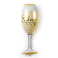 Miniatyrbild 3 av 5: 3-pack Aluminiumfolie Ballonger Stor Champagneglas Trefärgad Tårta Dekoration