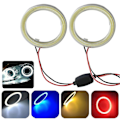 Miniatyrbillede 2 af 5: 2024 2 stk/sæt Cob Led Angel Eyes Bil Køretøjsringe Forlygte Pære Lampe