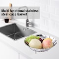 Miniatyrbillede 4 af 5: 1 stk. Sølv Dampkoger Foldbar, Grøntsagsdampkurv Rustfrit Stål Justerbar Foldning (6\" til 10,5\")
