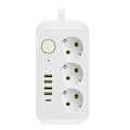Miniatyrbilde 1 av 5: Hvit 2m EU Plugg Multi-Standard Skjøteledning Strømskinne med USB Type-C Hurtiglading Power Bank DB Hvit