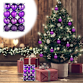 Miniatyrbillede 1 af 5: Julepynt 30mm Juletræskugle Hængende Hjem Fest Ornament Dekoration Lilla 24stk Udsalg
