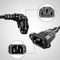 Miniatyrbillede 3 af 5: Panelmonteret C14 til 90 Graders C13 PDU Strømforlængerkabel, IEC 320 C14 Han til Øvre Hjørne C13 Hun 3-polet Strømkabel til Skærme, Computere osv.