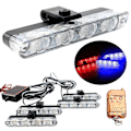 Miniatyrbilde 3 av 5: 16 LED Rød og Blå Bil Strobelys 12V Varsellys Blinklys + Fjernkontroll