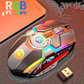 Miniatyrbillede 1 af 4: Computermus, A5 Ergonomisk Trådløs RGB Baggrundsbelyst Gaming Mus til PC Bærbar - Sort