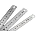 3-delt lineal sæt (15, 20, 30 cm) - Værktøj til studerende og kontorbrug (lineal i rustfrit stål). Sølv