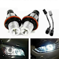 Miniatyrbild 4 av 4: 1 Par 8000K Vita LED Angel Eye Logotyp Ljus Ring Lampor för E39 E53 E60 E63 E64 E66 E87 5 6 7 X3 X5