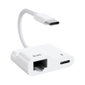 Pikkukuva 1 / 5: USB-C - Ethernet-sovitin, USB Type-C - RJ45 Gigabit Ethernet LAN -sovitin PD 60W -laturilla, sopii