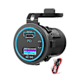 Miniatyrbillede 1 af 5: 65W PD 12V USB-stikkontakt til bærbar computer USB C billader-stik Multiport-stik Vandtæt adapter til bil, båd, lastbil