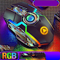 Miniatyrbillede 2 af 4: Computermus, A5 Ergonomisk Trådløs RGB Baggrundsbelyst Gaming Mus til PC Bærbar - Sort