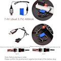 Pikkukuva 2 / 5: 7.4V 3.7V X2 Laturi Sm-4p Li-ion Akku Sähköinen Kauko-ohjattava Leluauto ja Vene USB-Datakaapeli H