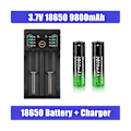 Miniatyrbillede 5 af 5: 1 stk. 2-slot Li-Ion batterioplader + 6 stk. 3,7V 18650 9800MAh batteri til genopladeligt batteri 18650