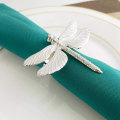 Miniatyrbillede 3 af 3: 24 stk. Dragonfly Servietringe, Zink Legering Serviet Spænde Sølv Serviet Ring Til Hotel Bryllup Ferie