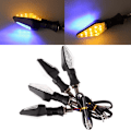 Miniatyrbild 1 av 5: 2st 12LED Amber+Blå Motorcykel Blinkers Blinkers Bl Black 2Pcs