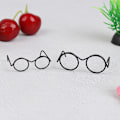 Miniatyrbillede 2 af 8: 10 Stk Mode Rundt Stel Lensless Retro Cool Dukke Briller Til Black L